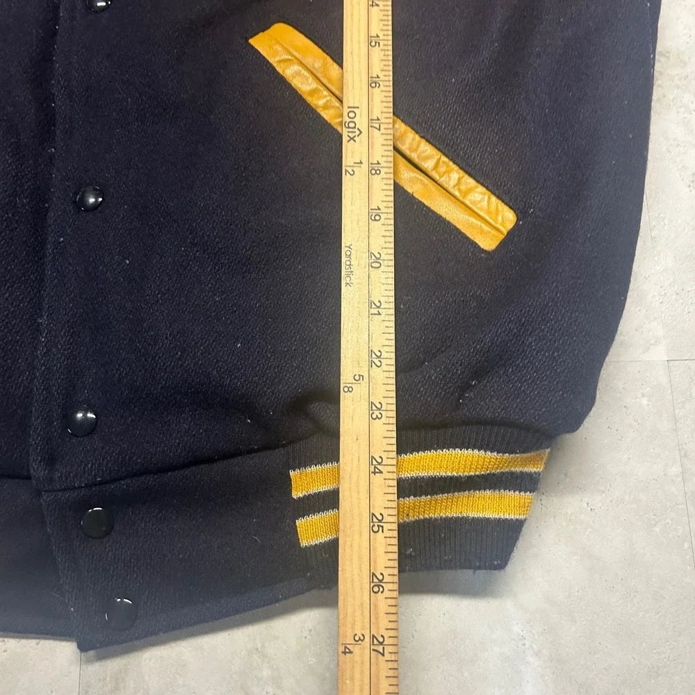 T&M Sportswear Teamsters Local 299 Varsity Jacket Navy Yellow Mens L Vintage